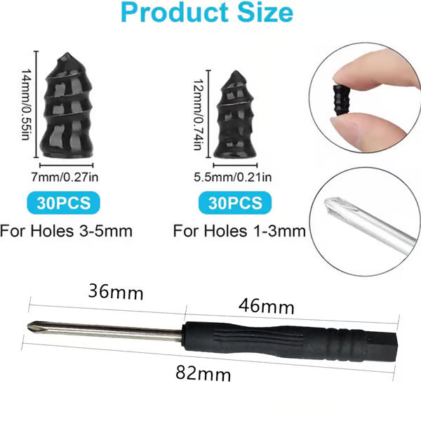 ⚙️Rubber Tire Repair Kit – 2 Sizes Nails + Free Screwdriver